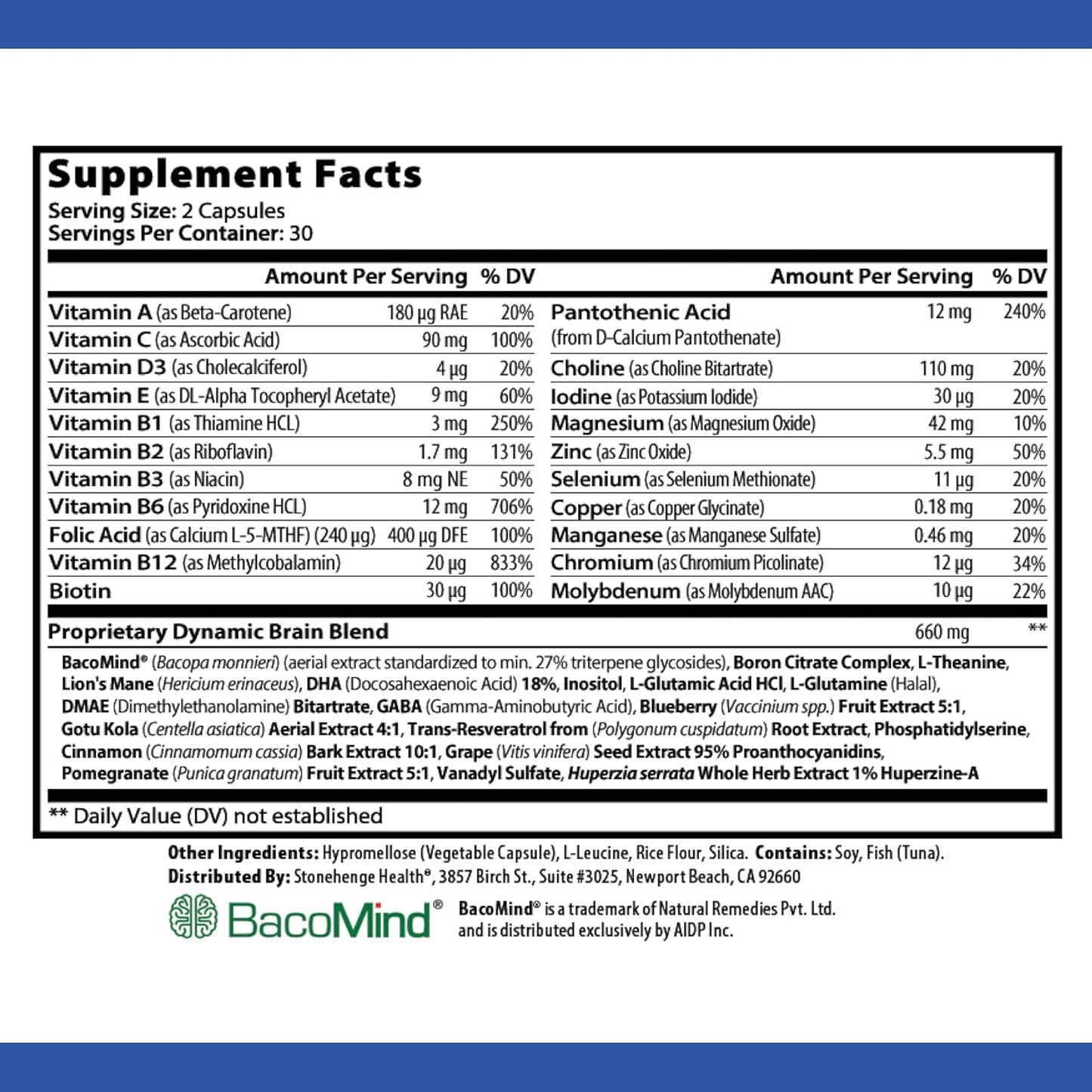 Stonehenge Health Dynamic Brain Supplement 60 Capsules
